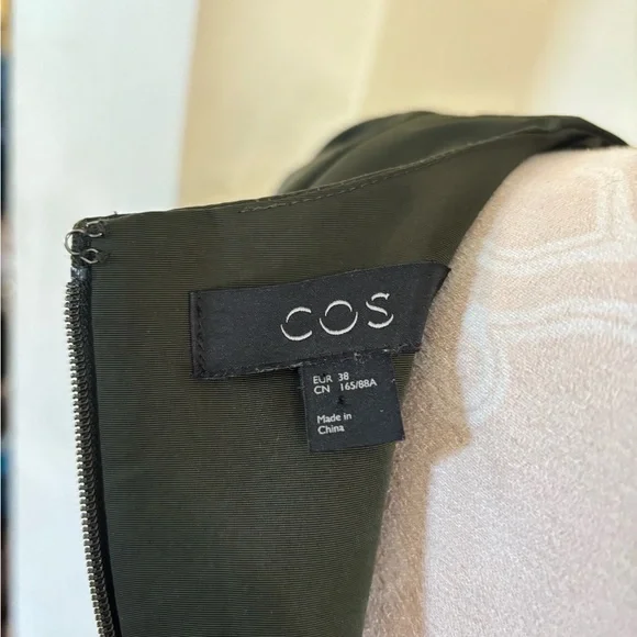 COS Women's Green Puff Sleeve Knee Length Dress Size 38 - Picture 3 of 5